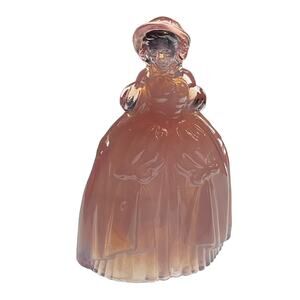 VTG Boyd Marguerite Pink Carnival Glass Figurine Doll 4" Stamped